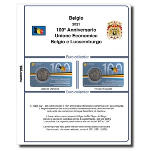 MASTER PHIL - Inserto 2 € commemorativo Belgio Unione Economica con Lussemburgo in coin card 2021
