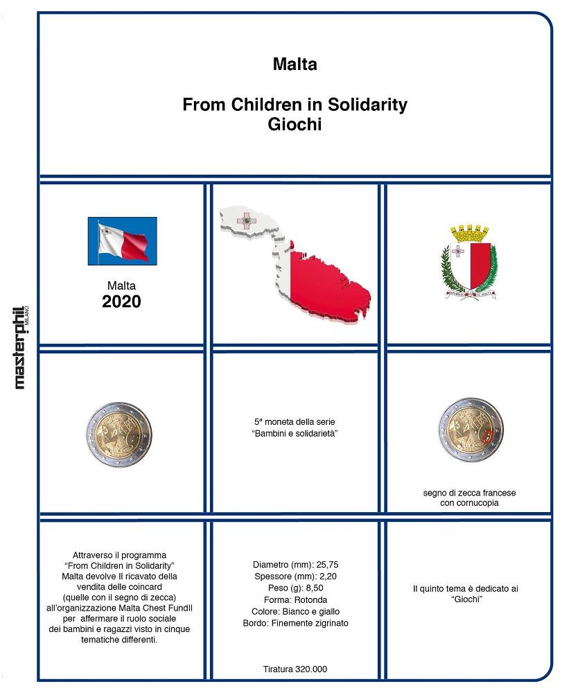Inserto 2 Euro commemorativo Malta Giochi con simboli Zecca diversi 2020 Master Phil MASTER PHIL - Inserto 2 € commemorativo Malta Giochi con simboli Zecca diversi 2020
