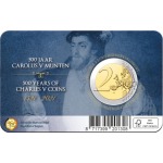 2021 2 Euro 500° dell ordinanza di emissione di monete durante il regno di Carlo V FDC in coin card versione olandese Belgio retro