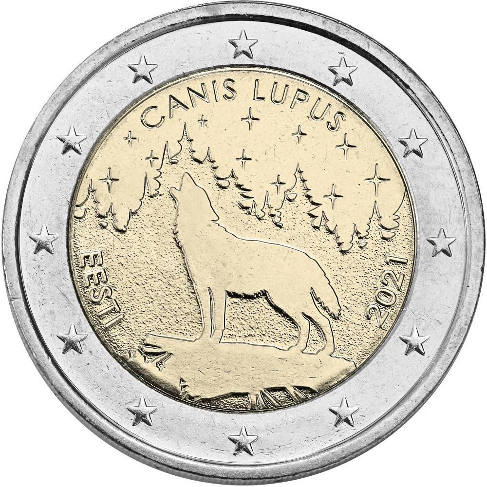 2021 2 Euro Il lupo l animale nazionale dell Estonia Estonia ESTONIA - 2021 - 2 € Il lupo, l’animale nazionale dell’Estonia - FDC da rotolino