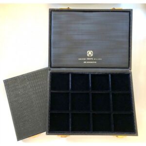 ABAFIL - Astuccio MIGNONCOVER con ripiano in velluto nero a 12 caselle da 45 mm - Coccodrillo nero