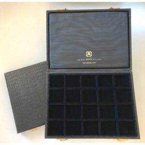 ABAFIL - Astuccio MIGNONCOVER con ripiano in velluto nero a 20 caselle da 40 mm - Coccodrillo nero