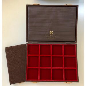 ABAFIL - Astuccio MIGNONCOVER con ripiano in velluto rosso a 12 caselle da 45 mm - Coccodrillo marrone