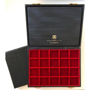 ABAFIL - Astuccio MIGNONCOVER con ripiano in velluto rosso a 12 caselle da 45 mm - Coccodrillo nero