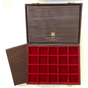 ABAFIL - Astuccio MIGNONCOVER con ripiano in velluto rosso a 20 caselle da 40 mm - Coccodrillo marrone