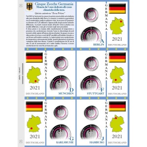 ABAFIL - Foglio ALBUM 5 € GERMANIA METALLO E POLIMERO 2021 Zona Polare 5 Zecche