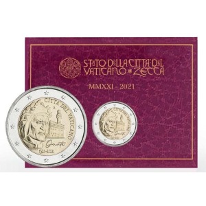 VATICANO - 2021 - 2 € 700° della morte di Dante Alighieri - FDC in folder