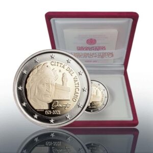 VATICANO - 2021 - 2 € 700° della morte di Dante Alighieri - PROOF in cofanetto