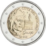VATICANO - 2021 - 2 € 700° della morte di Dante Alighieri - PROOF in cofanetto