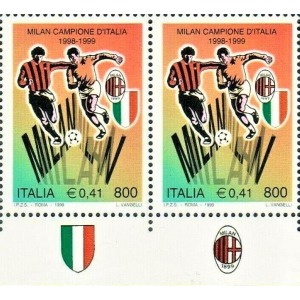 ITALIA - 1999 - Milan campione d'Italia - 2 v. in coppia con 2 bandelle differenti
