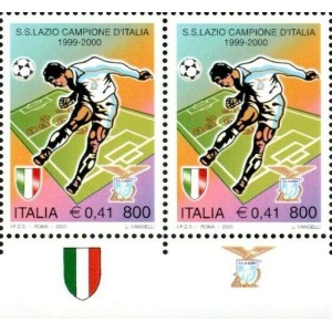 ITALIA - 2000 - Lazio campione d'Italia - 2 v. in coppia con 2 bandelle differenti