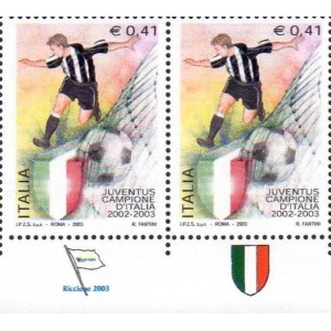 ITALIA - 2003 - Juventus campione d'Italia - 2 v. in coppia con 2 bandelle differenti