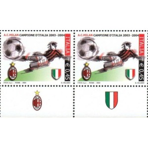 ITALIA - 2004 - Milan campione d'Italia - 2 v. in coppia con 2 bandelle differenti
