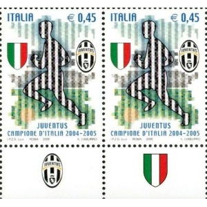 ITALIA - 2005 - Juventus campione d'Italia - 2 v. in coppia con 2 bandelle differenti