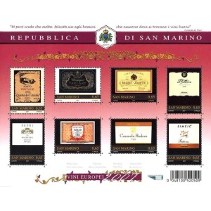 SAN MARINO - 2007 - Grandi vini europei - 1 BF con codice a barre
