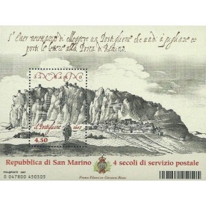 SAN MARINO - 2007 - Il Postiglione, manifestazione filatelica - 1 BF con codice a barre