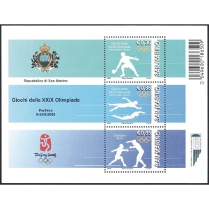 SAN MARINO - 2008 - Olimpiadi di Pechino 2008 - 1 BF con codice a barre