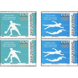 SAN MARINO - 2008 - Olimpiadi di Pechino 2008 - 4 v. in 2 coppie da foglio
