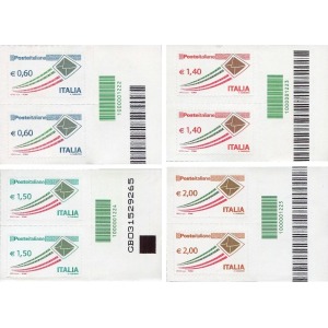 ITALIA - 2009 - Posta Italiana 0,60 €, 1,40 €, 1,50 € e 2,00 € - 4 coppie con codice a barre