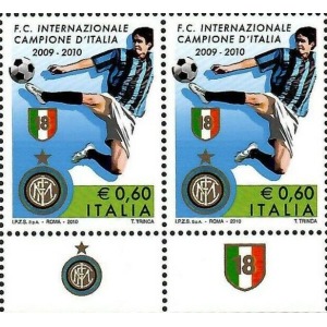 ITALIA - 2010 - Inter campione d'Italia - 2 v. in coppia con 2 bandelle differenti