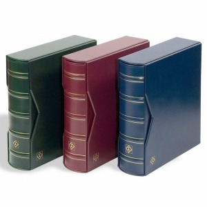LEUCHTTURM - Album per 200 FDC C6 con fogli neri a 2 tasche con custodia - Blu