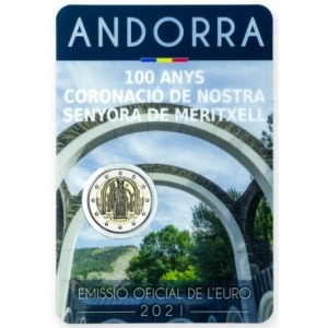 2021 2 Euro 100° dell incoronazione di Nostra Signora di Meritxell FDC in blister Andorra blister 1