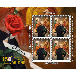 ITALIA - 2022 - 150° della nascita di San Luigi Orione - 1 MF da 4 v. (E.C. di Italia con SMOM, Vaticano, Argentina)