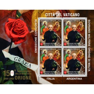 SMOM - 2022 - 150° della nascita di San Luigi Orione - 1 MF da 4 v. (E.C. di SMOM con Italia, Vaticano, Argentina)