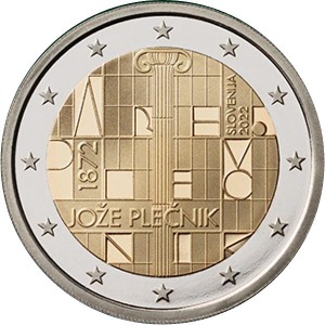 2022 2 Euro 150° della nascita di Joze Plecnik Slovenia