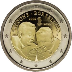 ITALIA - 2022 - 2 € 30° della scomparsa di Giovanni Falcone e Paolo Borsellino - FDC da rotolino