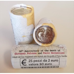 ITALIA - 2022 - 2 € 30° della scomparsa di Giovanni Falcone e Paolo Borsellino - Rotolino speciale