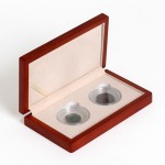 LEUCHTTURM - Astuccio SIENA in legno a 2 caselle rotonde per Magic Capsules L - Mogano