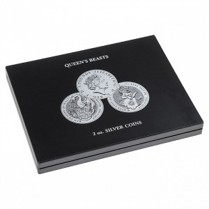 Cofanetto VOLTERRA in legno con 1 ripiano a 11 caselle rotonde per once Ag. Queen s Beasts in capsula Nero Leuchtturm 2