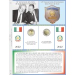 Foglio 2 Euro COMMEMORATIVI sfusi Italia 2022 per le 3 emissioni Abafil 1