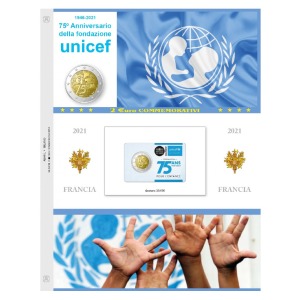 ABAFIL - Foglio 2 € COMMEMORATIVO Francia 2021 UNICEF in coin card