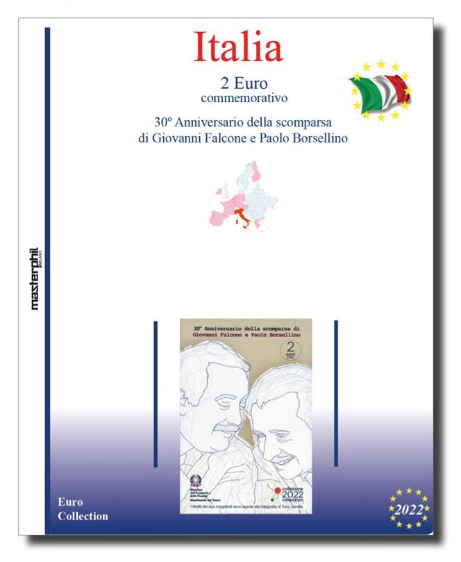 Inserto 2 Euro commemorativo Italia in folder Falcone e Borsellino 2022 Master Phil MASTER PHIL - Inserto 2 € commemorativo Italia in folder Falcone e Borsellino 2022