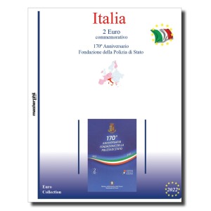 Inserto 2 Euro commemorativo Italia in folder Polizia di Stato 2022 Master Phil