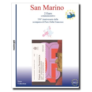 Inserto 2 Euro commemorativo San Marino in folder Piero della Francesca 2022 Master Phil 1