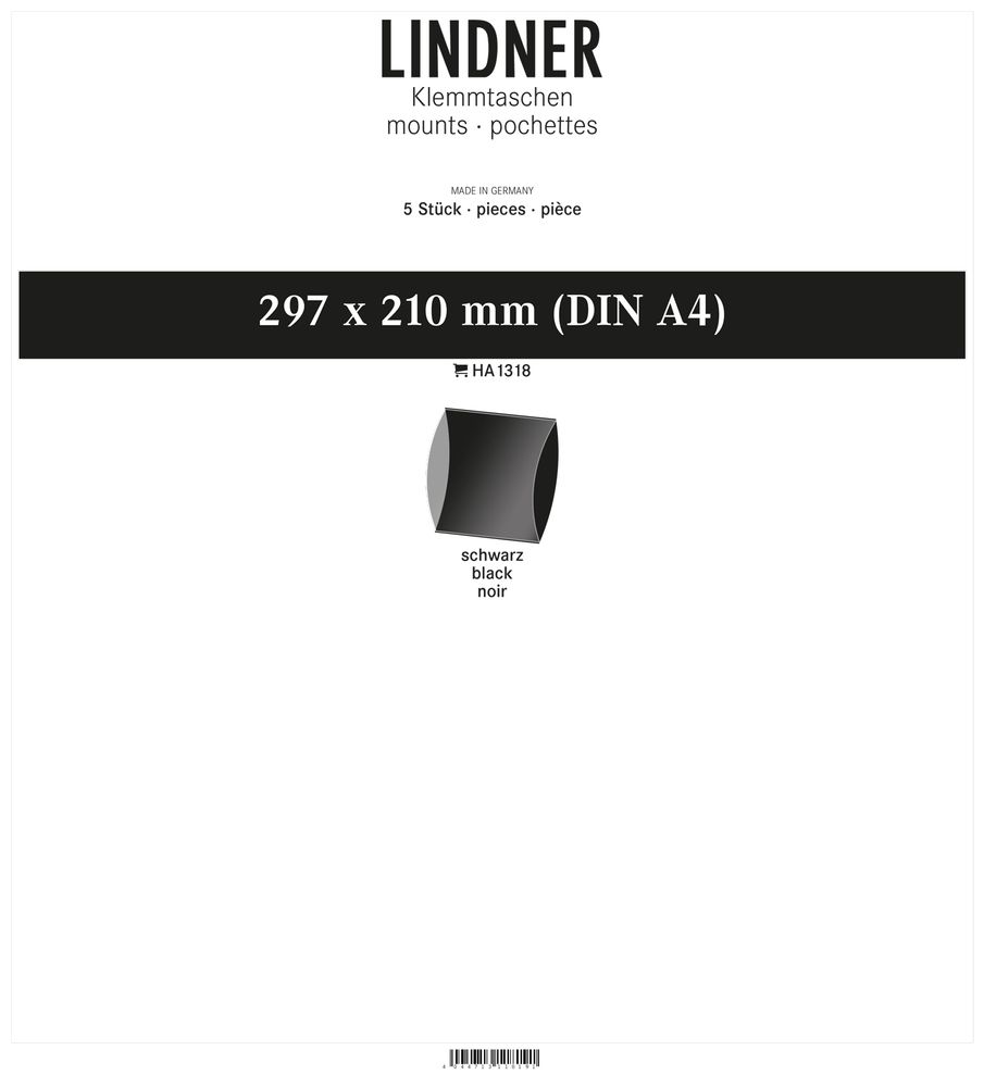 Strisce nere tubolari da 297x210 mm 5 pz. Lindner LINDNER - Strisce nere tubolari da 297x210 mm - 5 pz.