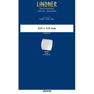 LINDNER - Strisce trasparenti tubolari da 265x115 mm - 8 pz.