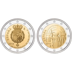 SPAGNA - 2018 - 2 € coppia: compleanno di Re Felipe VI + Santiago de Compostela - FDC da rotolino