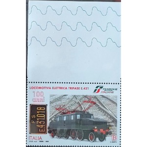 ITALIA - 2022 - 100° della locomotiva elettrica trifase E.431 - 1 v. con bordo di foglio decorato