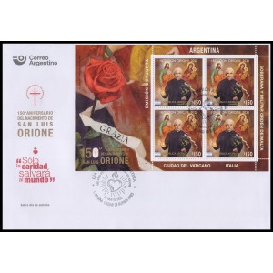 ARGENTINA - 2022 - 150° della nascita di San Luigi Orione - 1 busta FDC con minifoglio (E.C. di Argentina con Italia, SMOM, Vaticano)