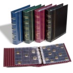 LEUCHTTURM - Cartella a 4 anelli OPTIMA CLASSIC con 10 fogli assortiti per monete, con custodia - Bordeaux