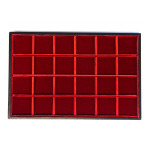 ABAFIL - Ripiano LINEA CLASSICA Standard in velluto rosso a 24 caselle quadrate da 45 mm alto 11 mm