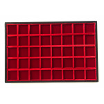 ABAFIL - Ripiano LINEA CLASSICA Standard in velluto rosso a 40 caselle quadrate da 35 mm alto 13 mm