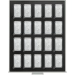 LINDNER - Box STANDARD BLACK SAMT grigio trasparente con vassoio in materiale espanso nero a 20 caselle rettangolari da 34x54 mm con capsule