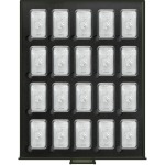 LINDNER - Box STANDARD BLACK SAMT nero trasparente con vassoio in materiale espanso nero a 20 caselle rettangolari da 34x54 mm con capsule