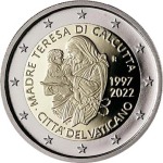 VATICANO - 2022 - 2 € 25° della morte di Madre Teresa di Calcutta - PROOF in cofanetto - immagine 2
