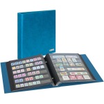 LINDNER - Classificatore / Album per francobolli con assemblaggio a 2 viti e 10 fogli neri snodati a 6 strisce trasparenti - Blu
